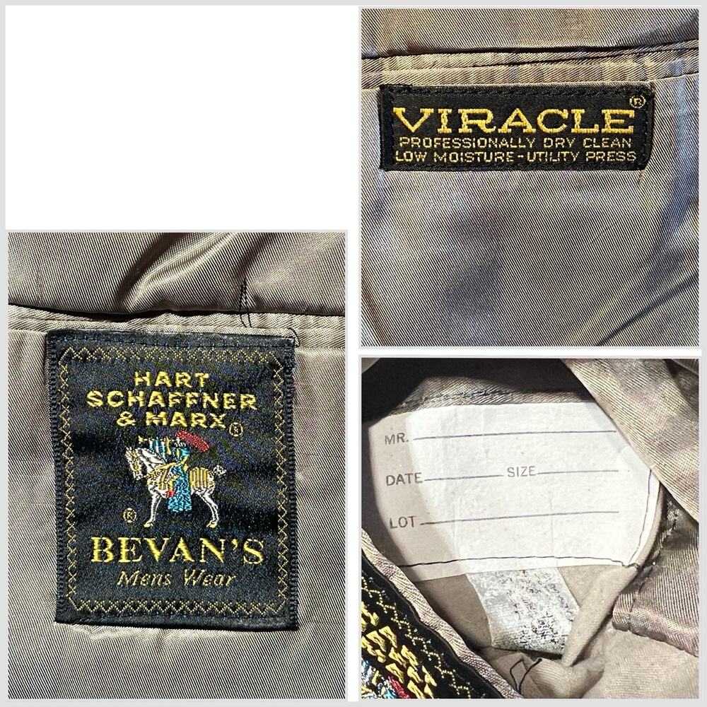 Vtg Hart Schaffner Marx 42R 34x29 Taupe Brown Plaid Classic Suit Viracle - Picture 12 of 16